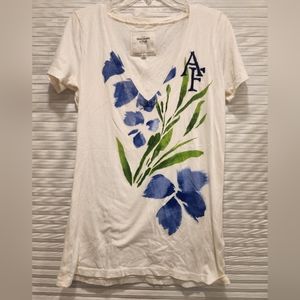 AF White T-Shirt with Blue Floral Design